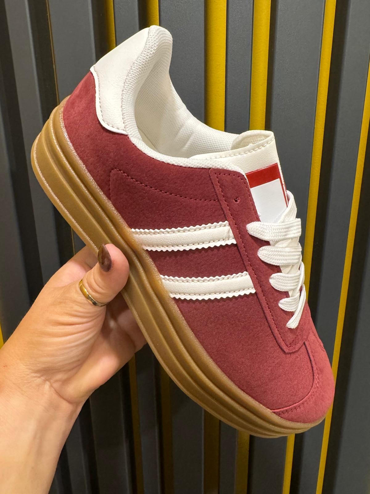 Maddie Burgundy Faux Suede Trainers