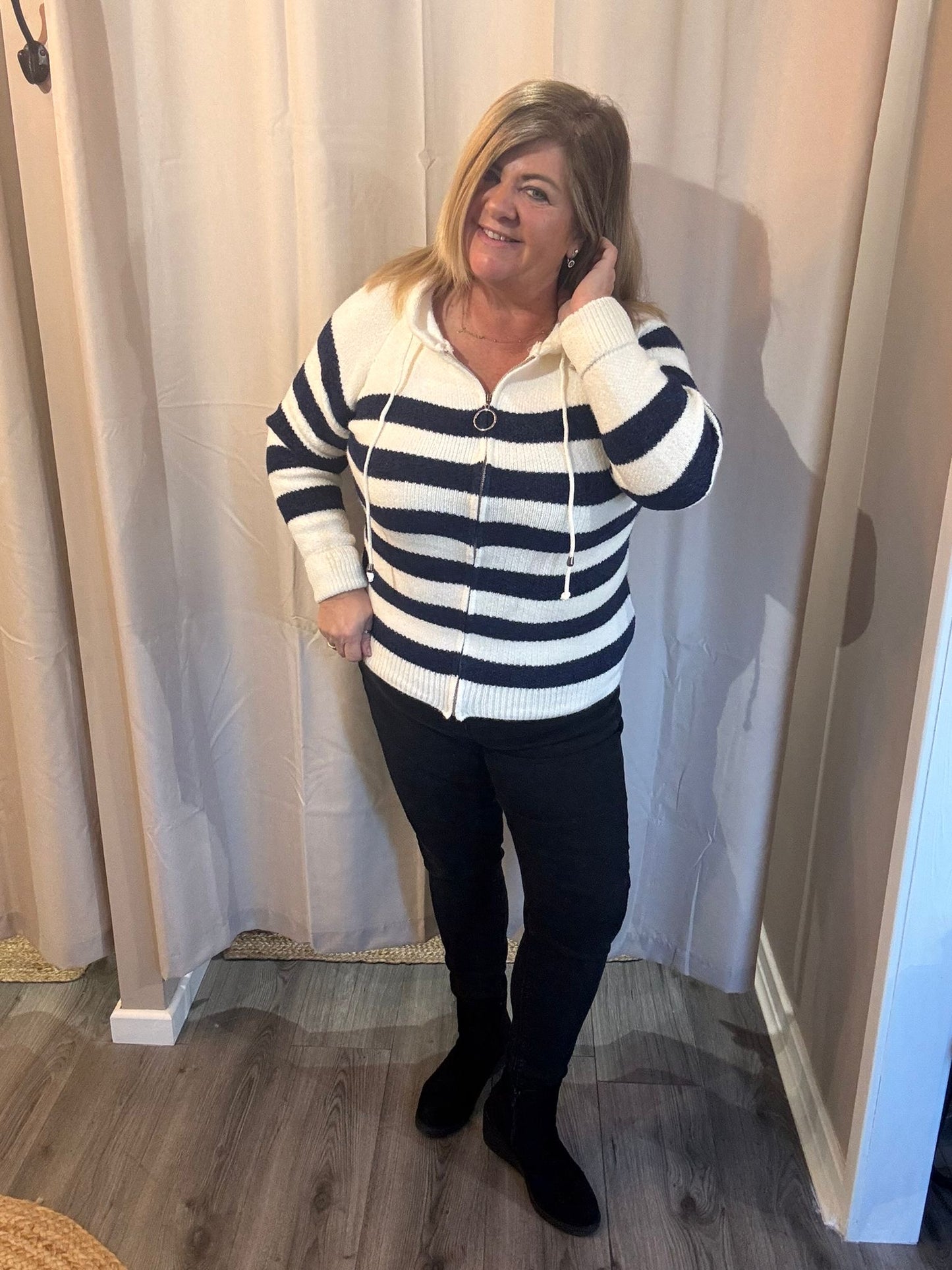 Tilly Striped knit hoodie